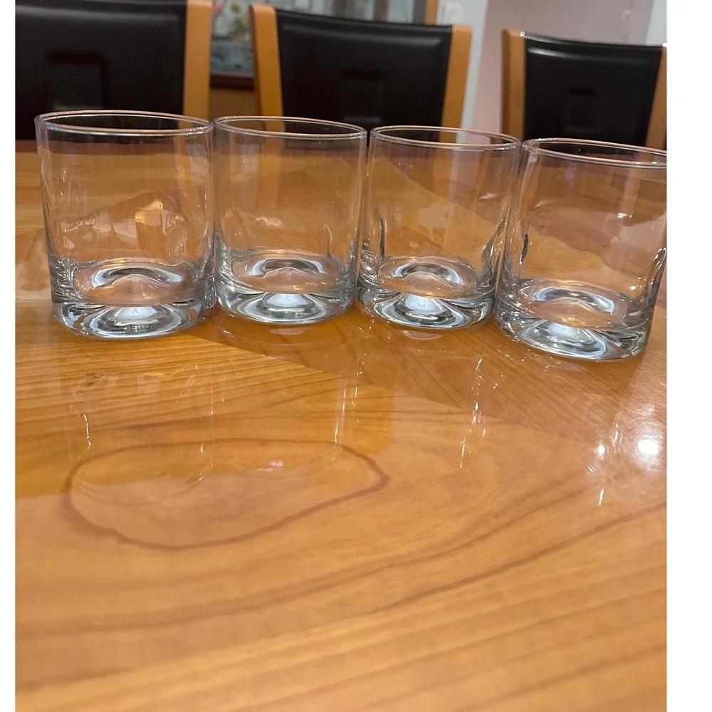 Set of 4‎ Whiskey Rocks Glasses Heavy Base Dimple Bottom Clear Lowball Tumblers